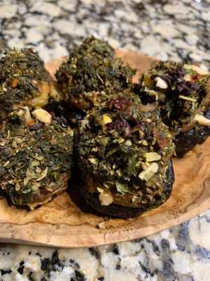 Pizza Stuffed Mushrooms at Plant Life Living Cuisine in Atlanta