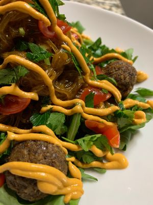 Cheezy Spaghetti at Plant Life Living Cuisine in Atlanta