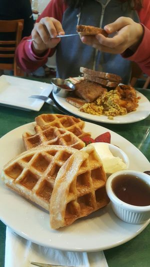 The best Belgian Waffles I've ever tried. at Good Karma Cafe in Red Bank