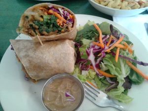 Cajun seitan wrap at Good Karma Cafe in Red Bank