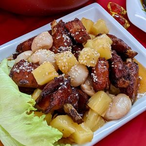 CNY 2023 Abundance Set Meal: Sweet & Sour Pork with Lychee and Pineapple at Say Green 绿素 in East Singapore