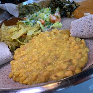 Azifa: Green Lentils simmered in a mild Sauce (Part of the Vegetarian Combos, which are also Vegan) at Gojo Ethiopian Cuisine in Grand Rapids