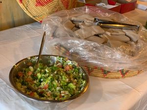 Vegan Buffet (Wed/Thurs):  Injera and Salad at Gojo Ethiopian Cuisine in Grand Rapids