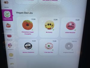 Vegan Halloween donut menu   at Dunkin' in Amsterdam