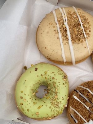 pistache, peanut butter & jelly and speculoos sensation donut  at Dunkin' - Warmoesstraat in Amsterdam
