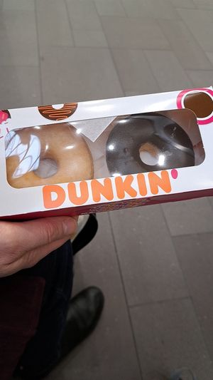 Classic glaze and chocolate at Dunkin' in Eindhoven