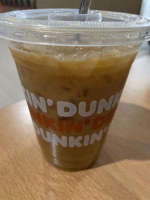 Iced latte at Dunkin' in Goes