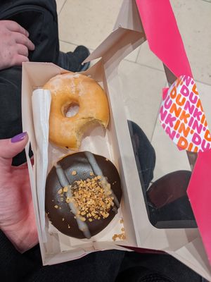 Peanut butter and glazed doughnut at Dunkin' in Utrecht