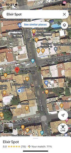 Located in the lane off Calle Francisca Rodriguez  at Elixir Spot in Puerto Vallarta