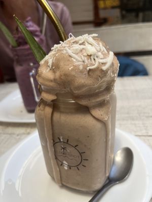 Happy protein cacao smoothie   at Elixir Spot in Puerto Vallarta