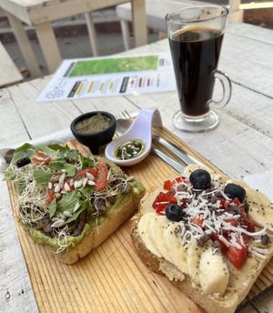 Garlic mushroom toast with sweet toast   at Elixir Spot in Puerto Vallarta
