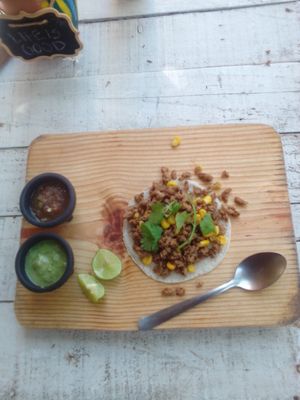 Vengan beef tacos at Elixir Spot in Puerto Vallarta