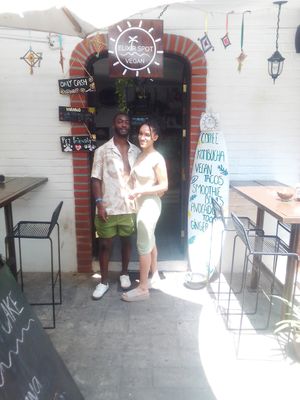 Both from Kansas that has a lot of vegan restaurants. at Elixir Spot in Puerto Vallarta