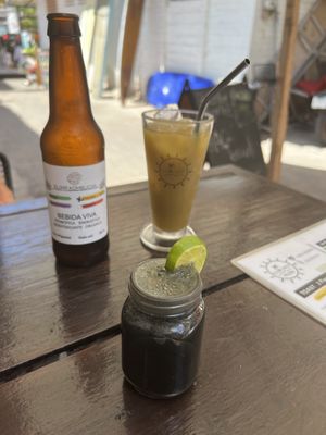 Kombucha and a ginger shot  at Elixir Spot in Puerto Vallarta