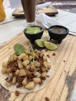 Chorizo and Potato Taco - Delish!  at Elixir Spot in Puerto Vallarta