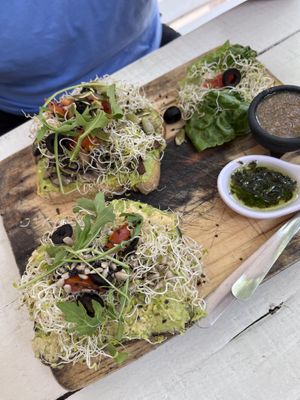 Hummus and Mushroom Avo Toasts 🥑 😍  at Elixir Spot in Puerto Vallarta