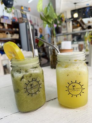 Green juice w cactus   at Elixir Spot in Puerto Vallarta