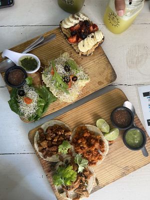 Toasts and tacos!   at Elixir Spot in Puerto Vallarta