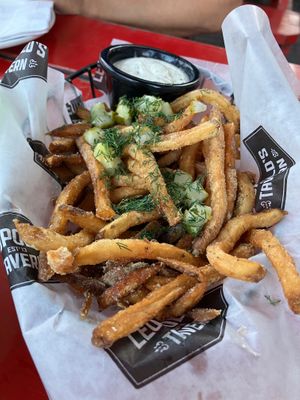 Dill pickle fries at Leopold's Tavern in Edmonton