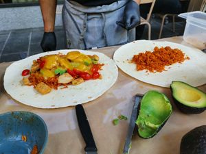 Afro Burrito getting freshly prepared ==> one of my Zürich lunch favourites🤤🤤 at Coworking Lounge Tessinerplatz - Coffee Shop in Zurich