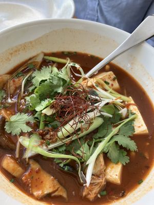 Soft tofu soup (bland tofu, great sauce and shrooms)  at Madame Wu in Brisbane