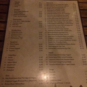 menu  at The Vegetarian in Phnom Penh