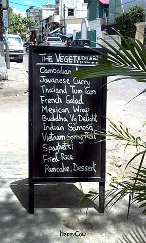 Menu board at The Vegetarian in Phnom Penh