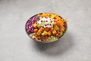 Persian Tempeh Bowl (vegan without the sour cream) at Jimmy Green in Eindhoven