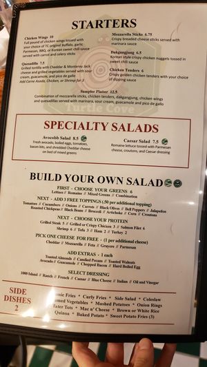 Menu at Turtle Cove  in Jinhae