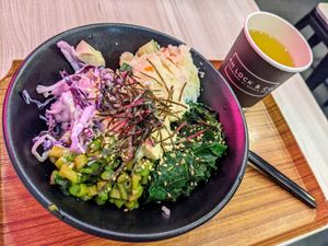 Hakka vege rice bowl $7.80 at Ah Lock & Co in Central Singapore