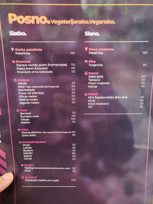 Menu at Milky  in Belgrade