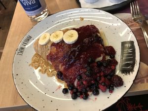 Customized vegan pancake with peanut butter and all fruits and fruit fillings! at Milky  in Belgrade