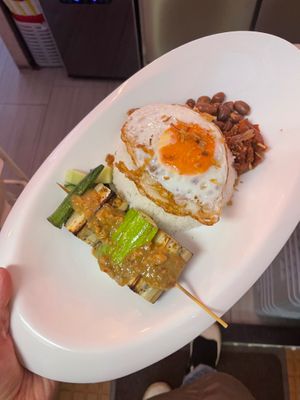 veggie skewers w/ La eat homemade sambal sauce at LA EAT 嚟食 in Outlying Islands