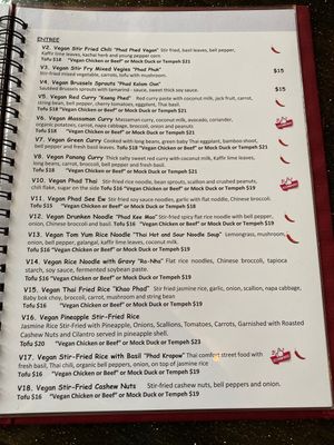 Vegan entrees at Thai Thani in Celebration