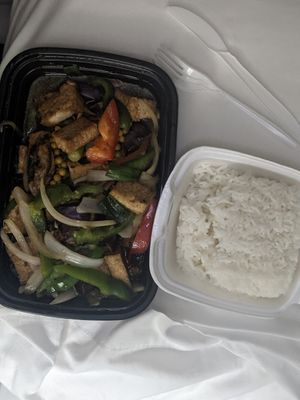 Vegan Phad Phed Tofu at Thai Thani in Celebration