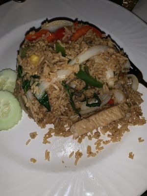 Veg stir fried rice with basil  at Thai Thani in Celebration