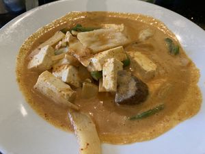 Red curry with steamed tofu  at Thai Thani in Celebration