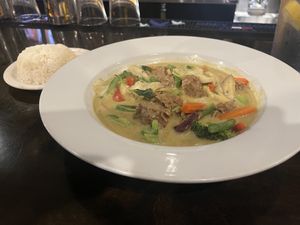 green curry with mock beef   at Thai Thani in Celebration