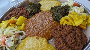 Vegetarian sampler at Dama Pastry and Restaurant in Arlington