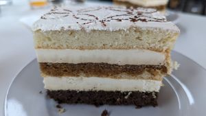 Vegan coffee velvet cake -- they had four or five cakes to choose from at Dama Pastry and Restaurant in Arlington