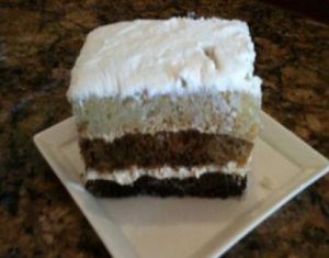 Vegan Velvet Cake (chocolate, vanilla, and mocha) at Dama Pastry and Restaurant in Arlington