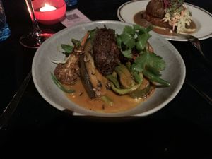 The onion bhaji curry   at Palais-Hepburn in Hepburn Springs