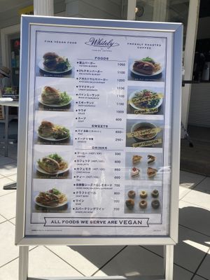 Menu. All vegan. at Whitely by Toriba Coffee in Hayama