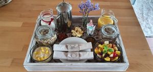 Luxury, vegan continental breakfasts available on request. at Quinta Rio de Oliveira in Vila Cha Covas