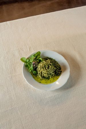 Green herbs pesto pasta at Nokdu - Plant Based Studio 채식공간 녹두 in Gyeonggi-do