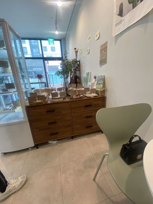 treat table and fridge!  at Vegan Mood in Incheon