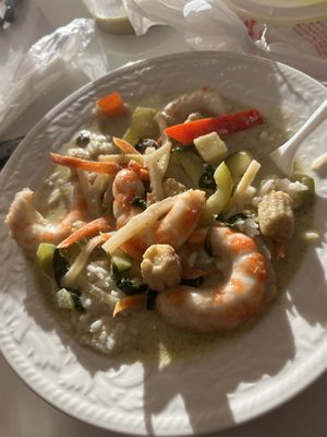 Green curry with vegan shrimp   at Family Thais Asian Bistro in Dallas