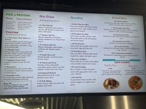 Menu 2 - See vegan proteins top left  at Family Thais Asian Bistro in Dallas