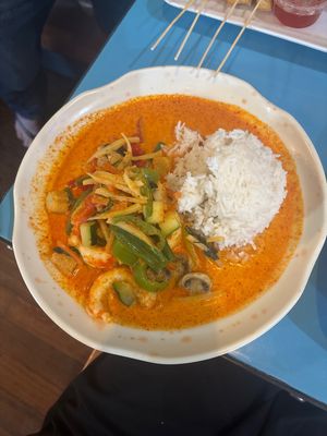 Panang curry with vegan shrimp  at Family Thais Asian Bistro in Dallas