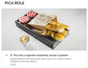 vegan pizza rolls at Hiša Pod Gradom in Ljubljana